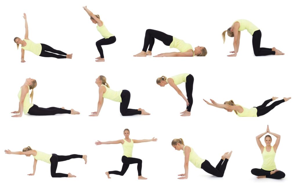 Sequence of preparatory poses laid out in order