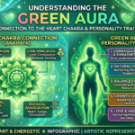 Green aura meaning chart showing heart chakra connection and personality traits